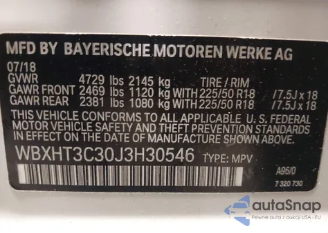 2018 BMW X1 xDrive28I из США, поврежденный, VIN WBXHT3C30J3H30546